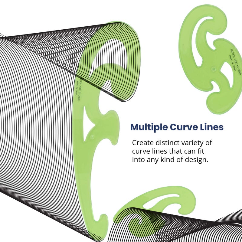 Pacific Arc French Curve Set, 3 Shapes, Clear Curve Ruler, Drafting Tools, Drawing Tools, Woodworking Tools, Comic Template Tool - Image 4